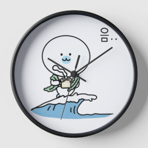 Horloge Sceau avec café sur une vague