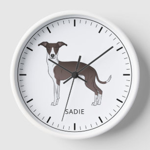 Horloge Sceau Et Blanc Italien Greyhound Avec Texte Person