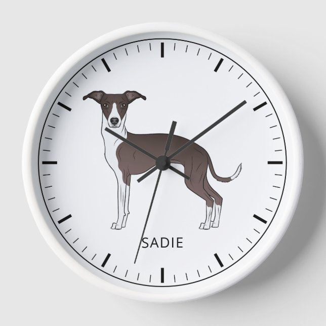 Horloge Sceau Et Blanc Italien Greyhound Avec Texte Person (Recto)