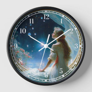 Horloge Scène de nuit magique Imaginaire Art