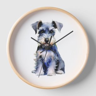 Horloge Schnauzer miniature d'aquarelle