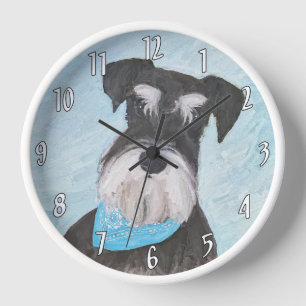 Horloge Schnauzer (Miniature) Peinture - Chien original mi