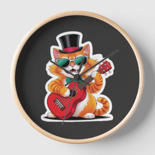 Horloge Serenade de chat Ukulele