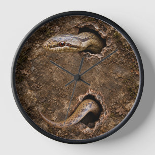 Horloge Serpent lisse émergeant de trous rocheux Faune