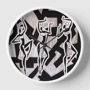 Horloge Silhouette Afrocentrique Motif de Danse