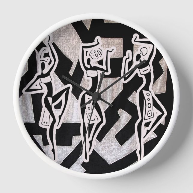 Horloge Silhouette Afrocentrique Motif de Danse (Recto)