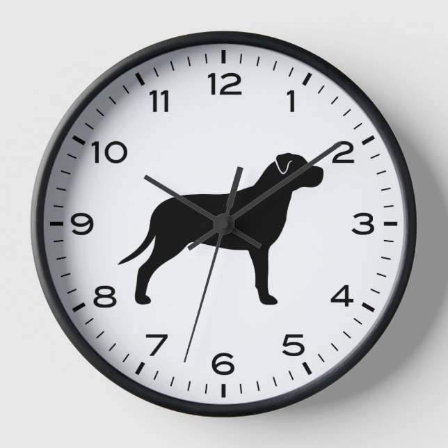 Horloge Silhouette Chien taureau avec chiffres et minutes (Recto)