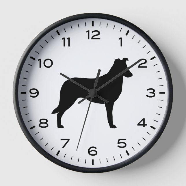 Horloge Silhouette Collie lisse avec des chiffres et des m (Recto)