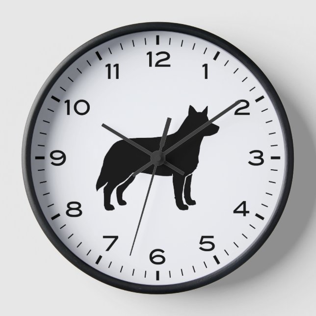 Horloge Silhouette de Blue Heeler (Recto)