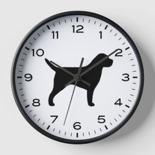 Horloge Silhouette de Border Terrier avec chiffres et minu