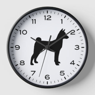Horloge Silhouette de Chien Basenji avec chiffres et minut