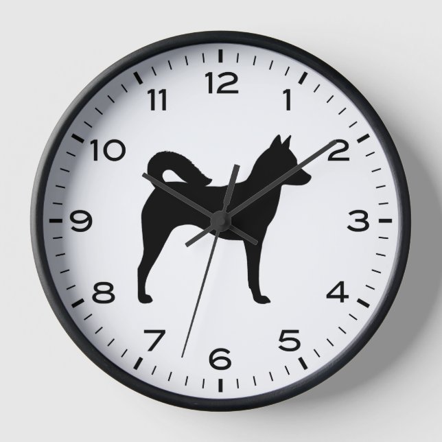Horloge Silhouette de chien canadien avec des chiffres et  (Recto)