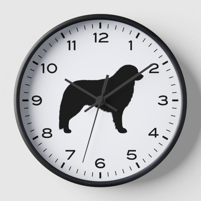 Horloge Silhouette de chien Kuvasz avec des chiffres et de (Recto)