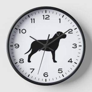 Horloge Silhouette de chien Pit Bull avec chiffres et minu
