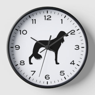Horloge Silhouette de Chien Saluki avec chiffres et minute