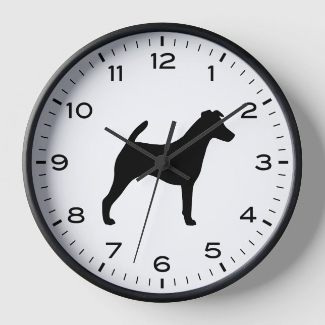 Horloge Silhouette de la race de chien Smooth Fox Terrier (Recto)