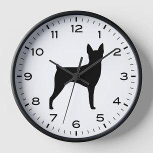 Horloge Silhouette de la race de chien Toy Fox Terrier
