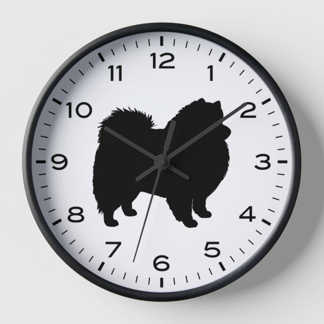 Horloge Silhouette de l'Esquimau de Chien américain (Recto)