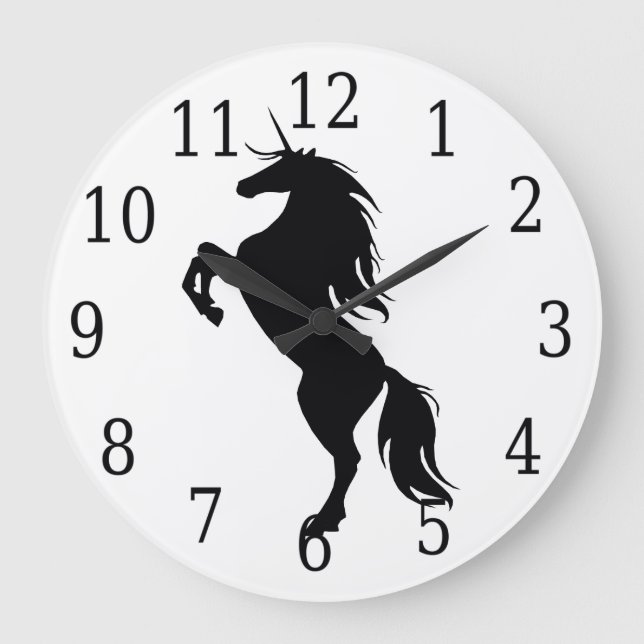Horloge Silhouette de Licorne Noire (Recto)