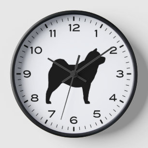 Horloge Silhouette de race de chien de Chow lisse