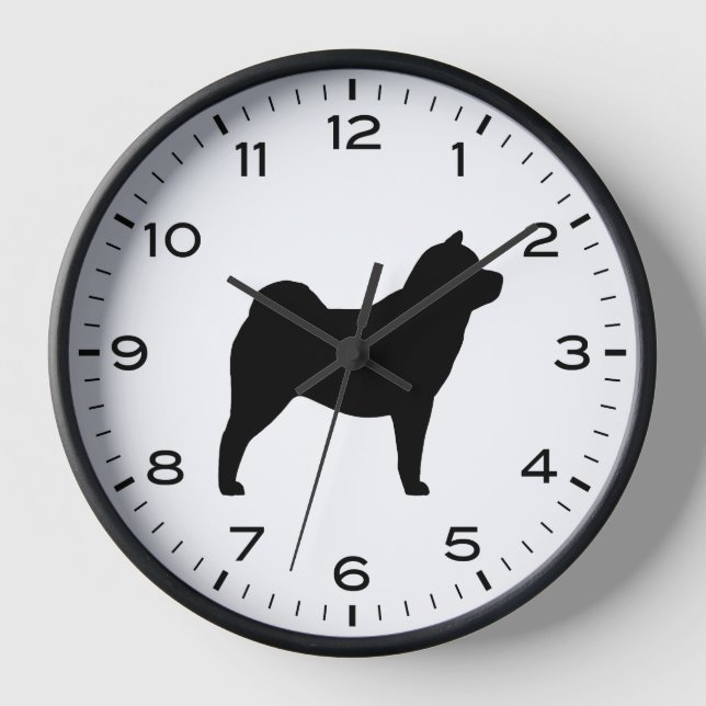Horloge Silhouette de race de chien de Chow lisse (Recto)