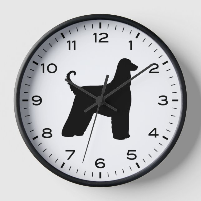 Horloge Silhouette de race de chien de race afghane (Recto)