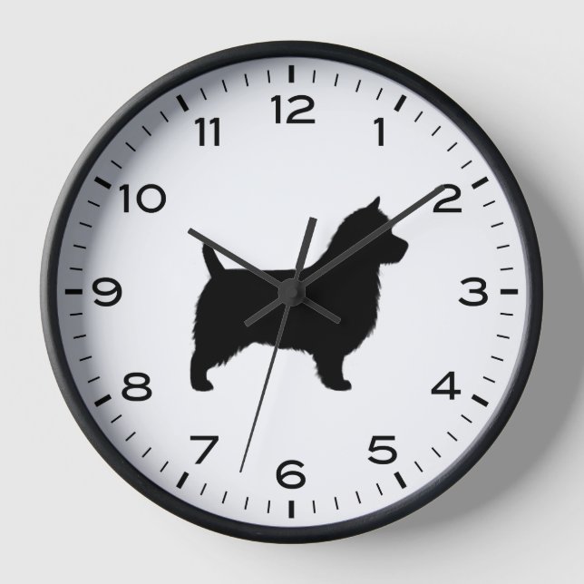 Horloge Silhouette de race de chien Terrier australien (Recto)
