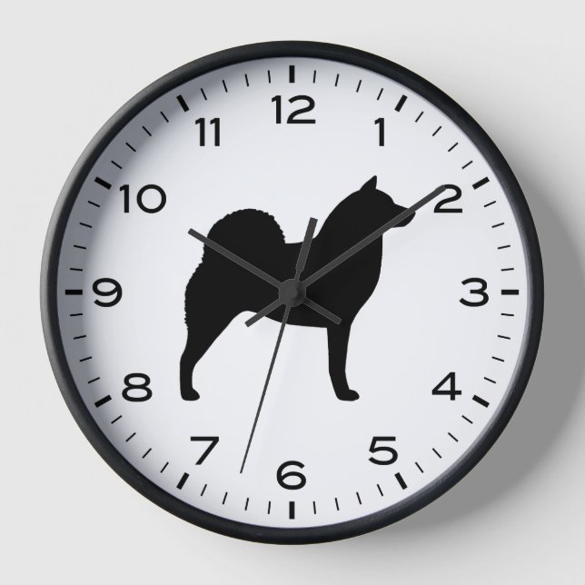 Horloge Silhouette finlandaise de race de chien Spitz (Recto)