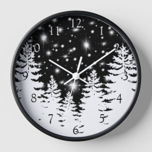Horloge Silhouette minimaliste de pin personnalisez la nei