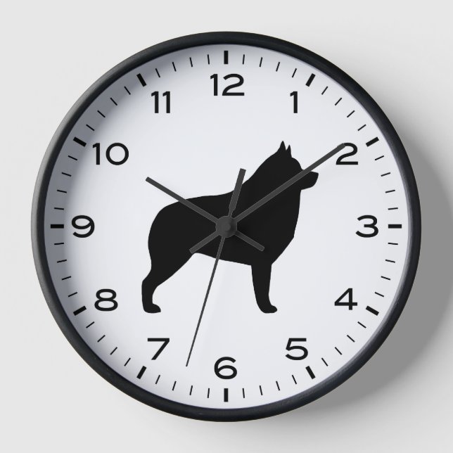 Horloge Silhouette Schipperke avec des chiffres et des min (Recto)