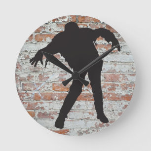 horloge silhouette zombie marche