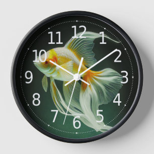 Horloge Simple Dessin Élégant de Poisson Rouge  