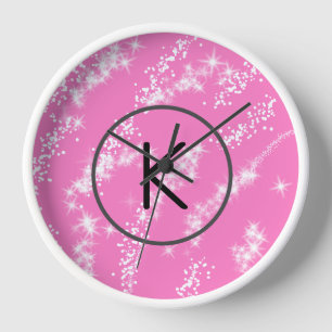 Horloge simple minimal blanc monogramme paillettes rose hy