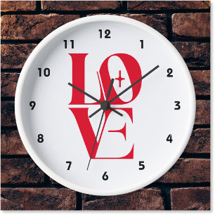 Horloge Simple Red Love Typographie moderne