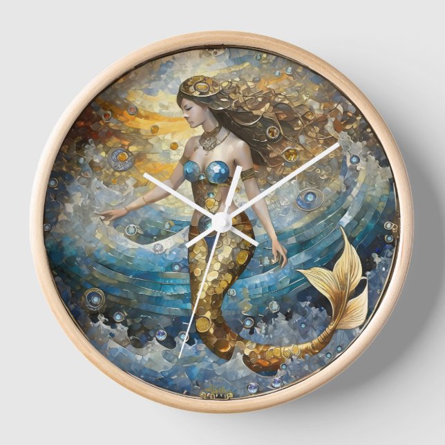 Horloge Sirène dans les vagues de l'océan (Recto)