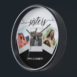 Horloge Sisters Script Family Photo Grid Collage Love<br><div class="desc">Sisters Script Family Photo Grid Collage Love</div>