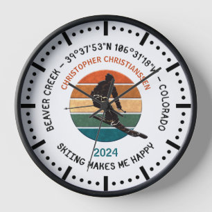 Horloge Ski Beaver Creek, Colorado - Homme Skieur, Texte N