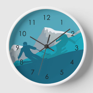 Horloge Ski dans les montagnes - Skieurs