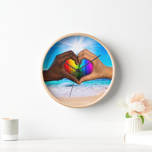 Horloge SlipperyJoe's deux mains coeur interracial mâle h (Maison)