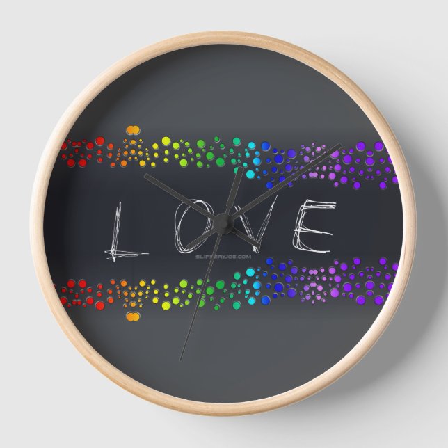 Horloge SlipperyJoe's Love words rainbow dots scribbled da (Recto)