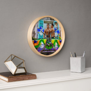 Horloge SlipperyJoe's Mardi Gras Hommes violet or vert bal