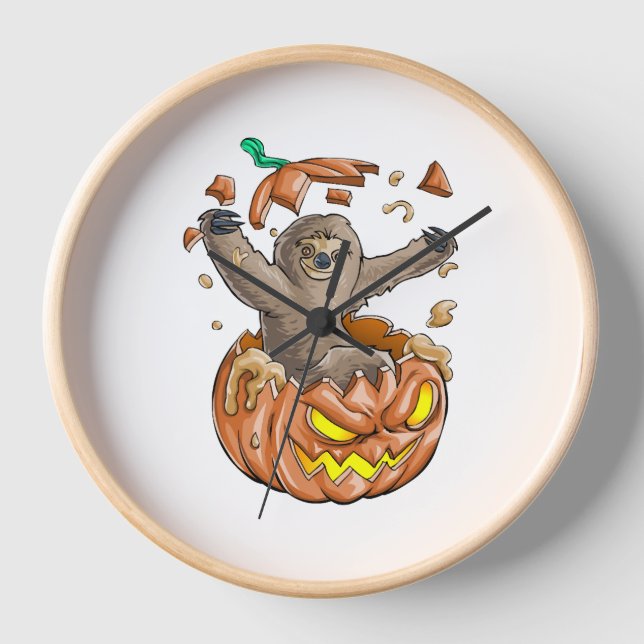 Horloge Sloth Citrouille Halloween (Recto)