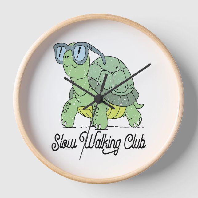 Horloge Slow Walking Club Cute Funny Turtle (Recto)