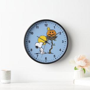 Horloge Snoopy & Bois Nid Avec Jack O'Lantern