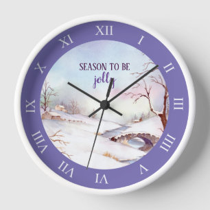 Horloge Snowy Bridge Watercolor
