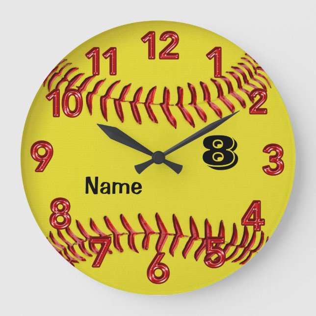 Horloge Softball personnalisée avec NUMBER et NOM (Recto)