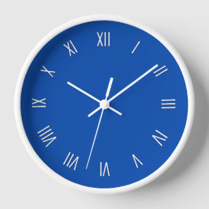 Horloge Solid Cobalt Blue White Roman Numer