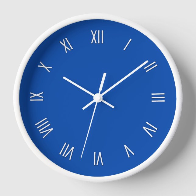 Horloge Solid Cobalt Blue White Roman Numer (Recto)