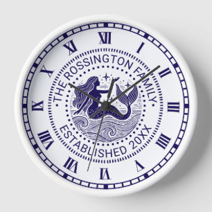Horloge Soufre de sirène d'océan Vagues Nom de famille Dat