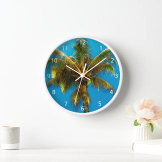 Horloge Sous l'horloge murale acrylique de la palme de coc
